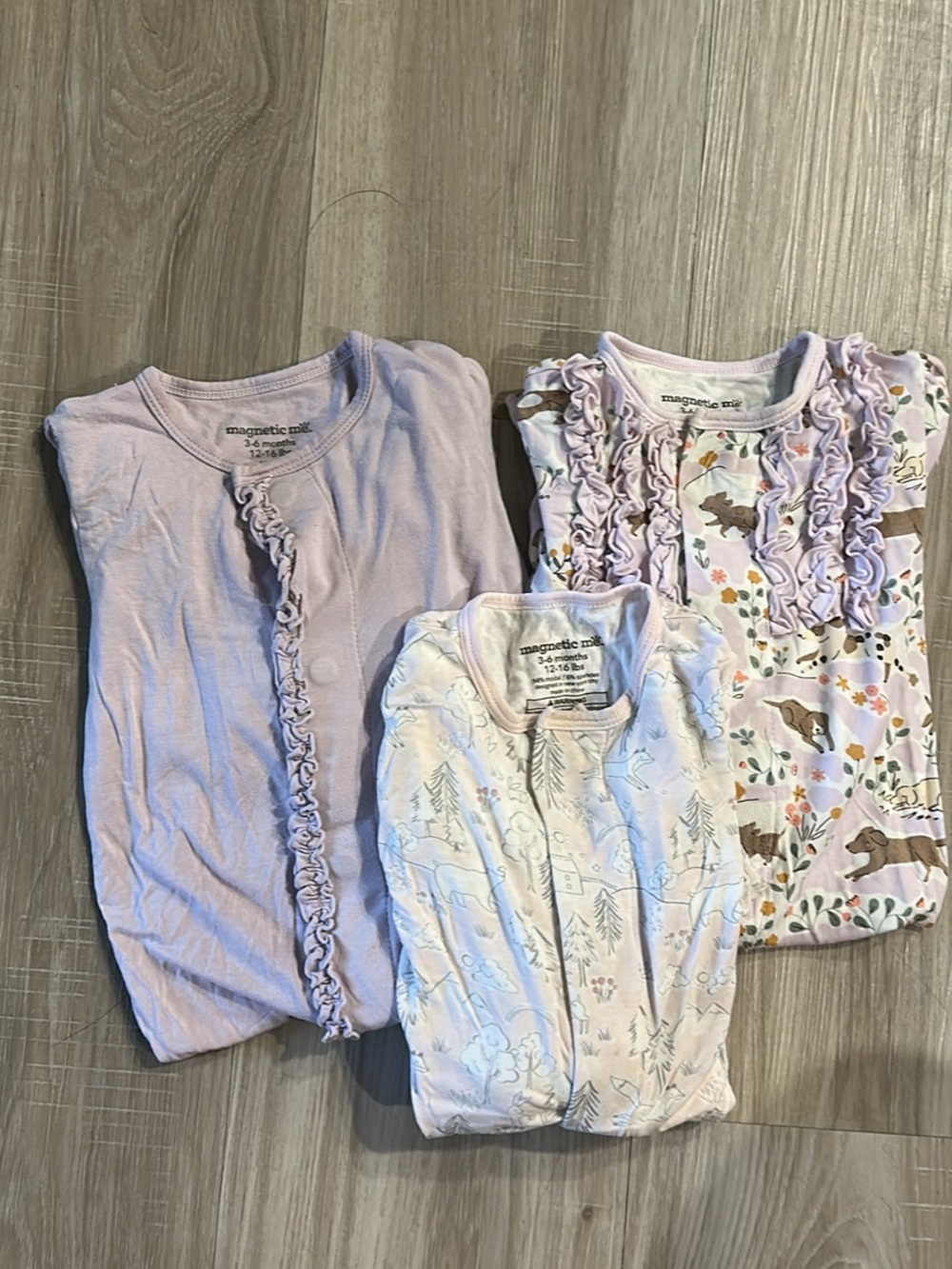 Magnetic Me Lavender, Cream & White Ruffle Pajama Set - 3 Pack